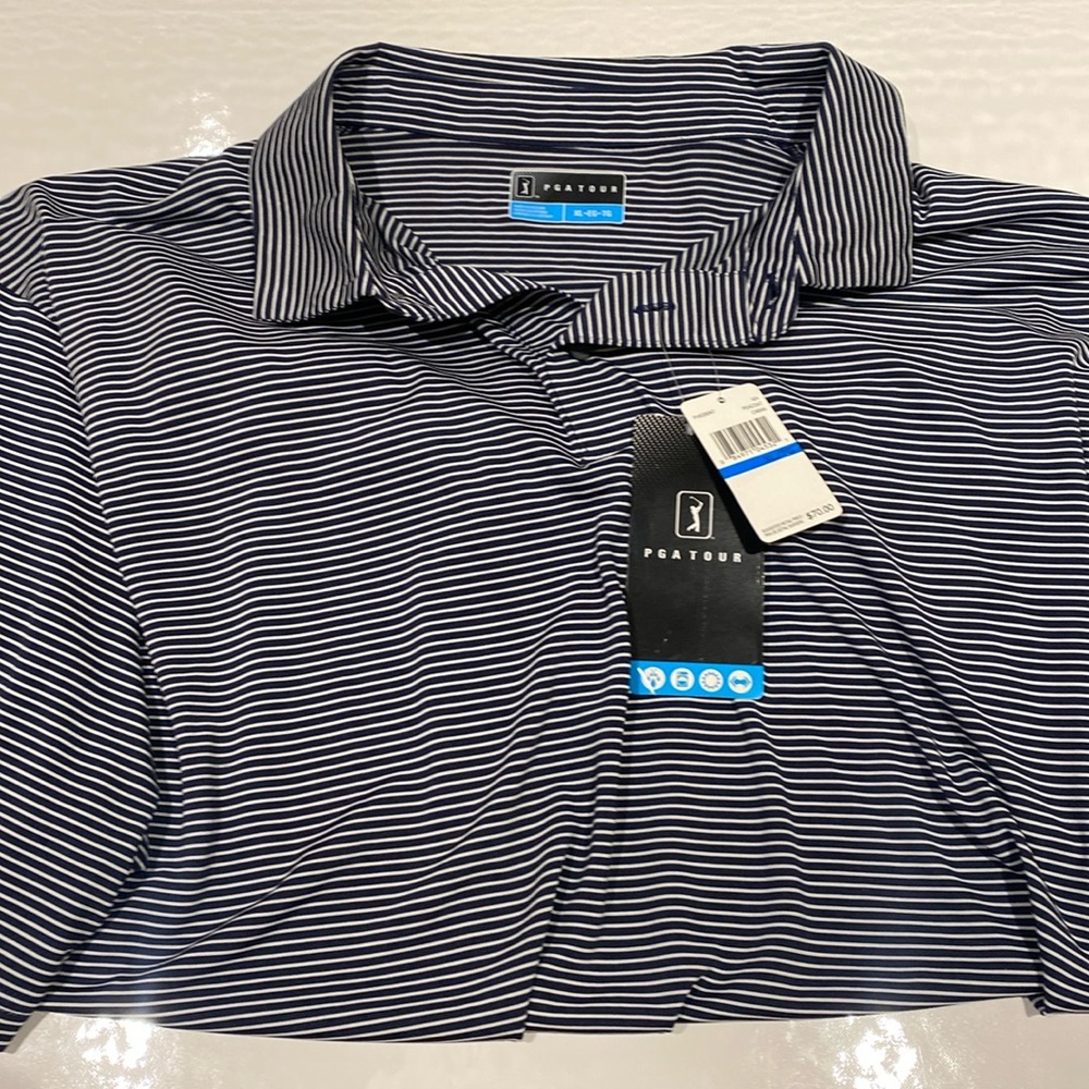 PGA Tour Men’s XL navy and white golf shirt new with tags
